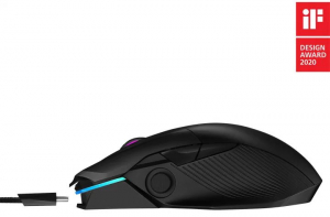 ASUS ROG Chakram vezeték nélküli (2,4GHz/Bluetooth) gaming egér Qi-töltéssel fekete (90MP01K0-BMUA00)